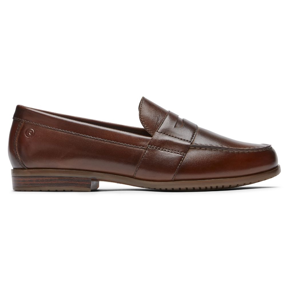 Rockport Classic Lite 2 Penny Slip-Ons - Mens Loafers - Cognac - NZ (JBZ-847056)